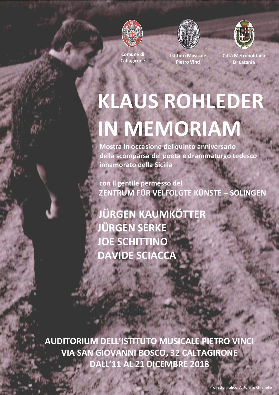 Caltagirone, oggi 11 dicembre, all’istituto musicale “Vinci”, inaugurazione della mostra ”Klaus Rohleder in memoriam”